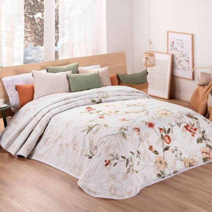Colcha Cubrecama Jacquard Floral beige - Coquette tiendas pavo